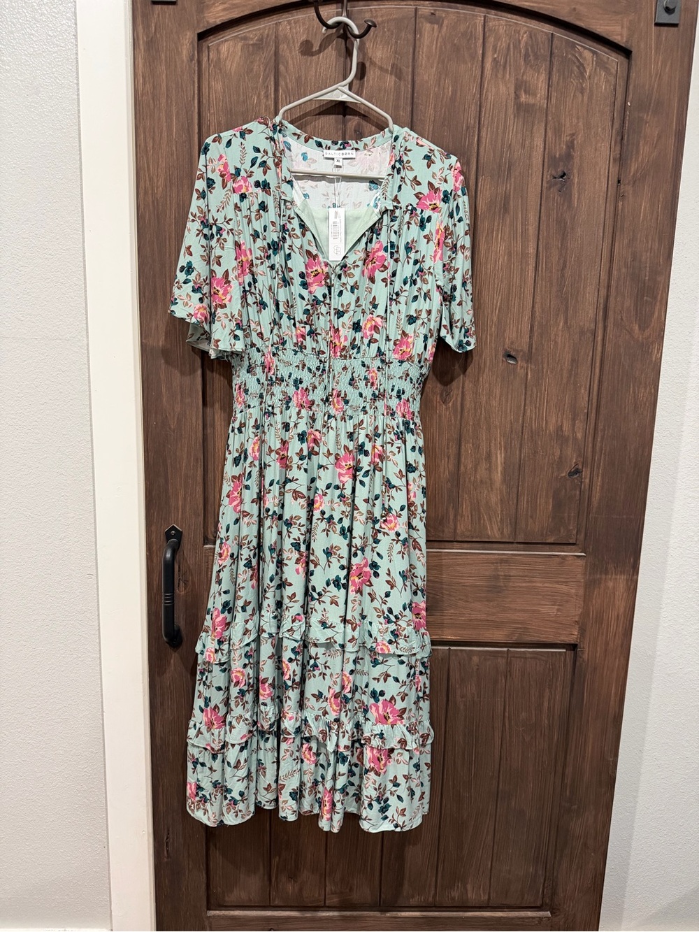 Baltic Born Mint Midi Dress with Pink Floral Print